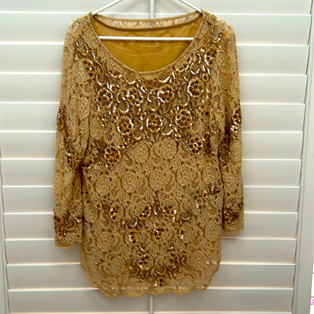 Sequin and Lace Top Large